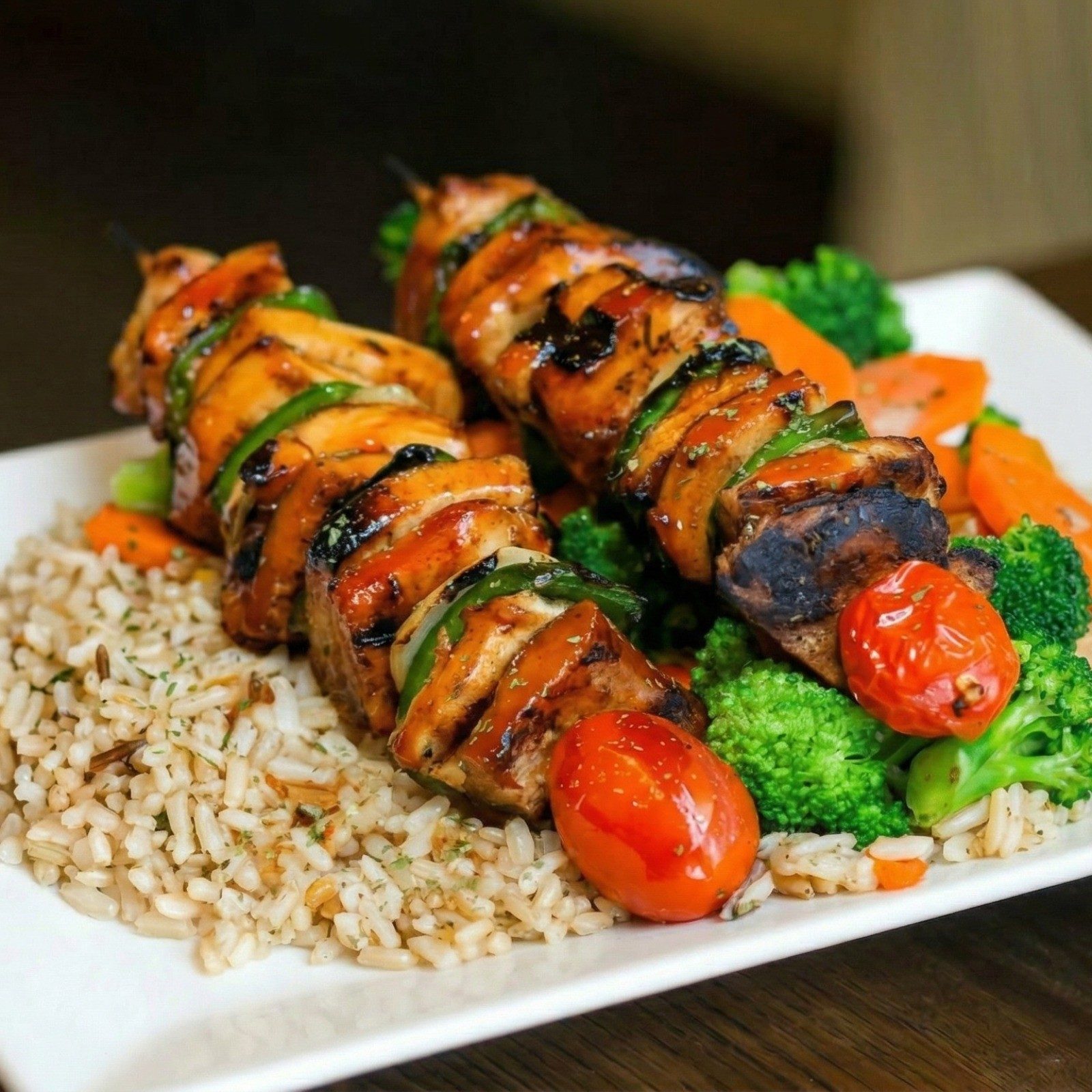 Skewered Teriyaki Chicken Kebab.